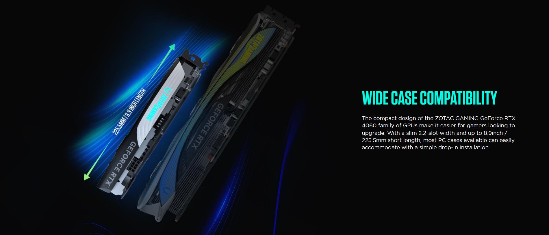 A large marketing image providing additional information about the product ZOTAC GAMING GeForce RTX 4060 SOLO 8GB GDDR6 - Additional alt info not provided