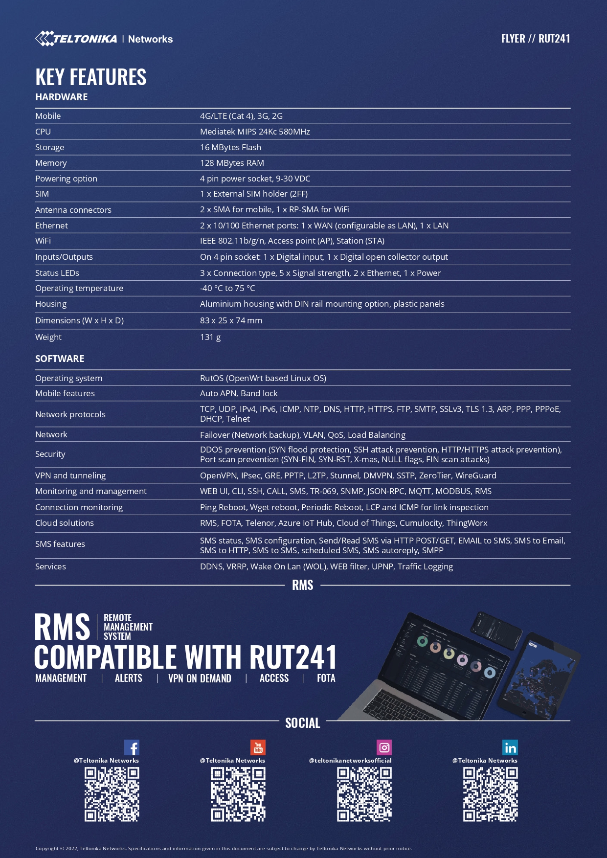 A large marketing image providing additional information about the product Teltonika RUT241 Industrial 4G/LTE Wi-Fi Router - Additional alt info not provided