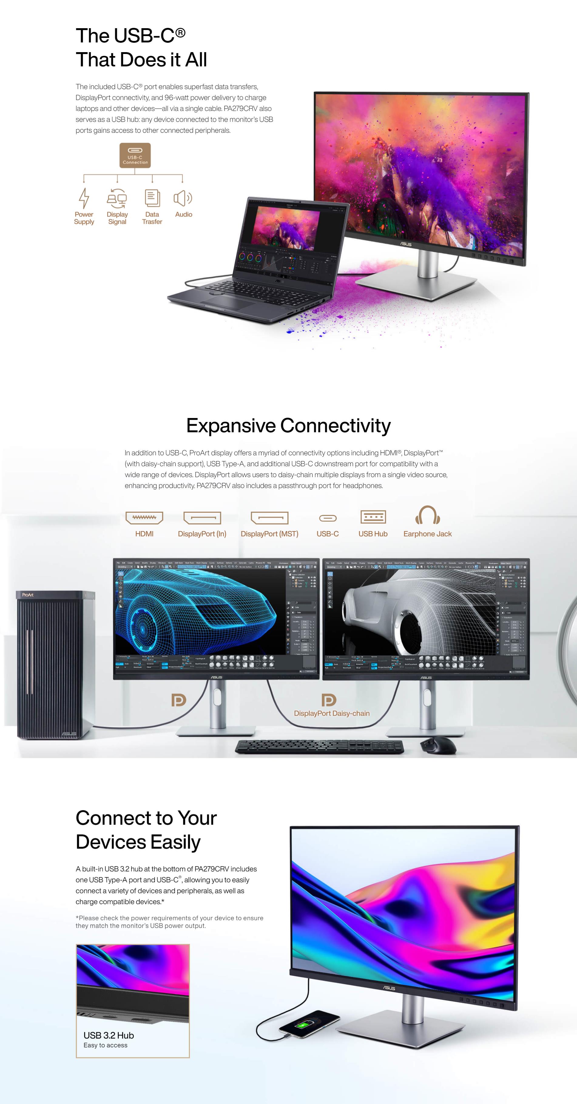 ASUS ProArt PA279CRV 27" UHD 4K MediaSync 60Hz 5MS VESA DisplayHDR 400 IPS WLED Professional