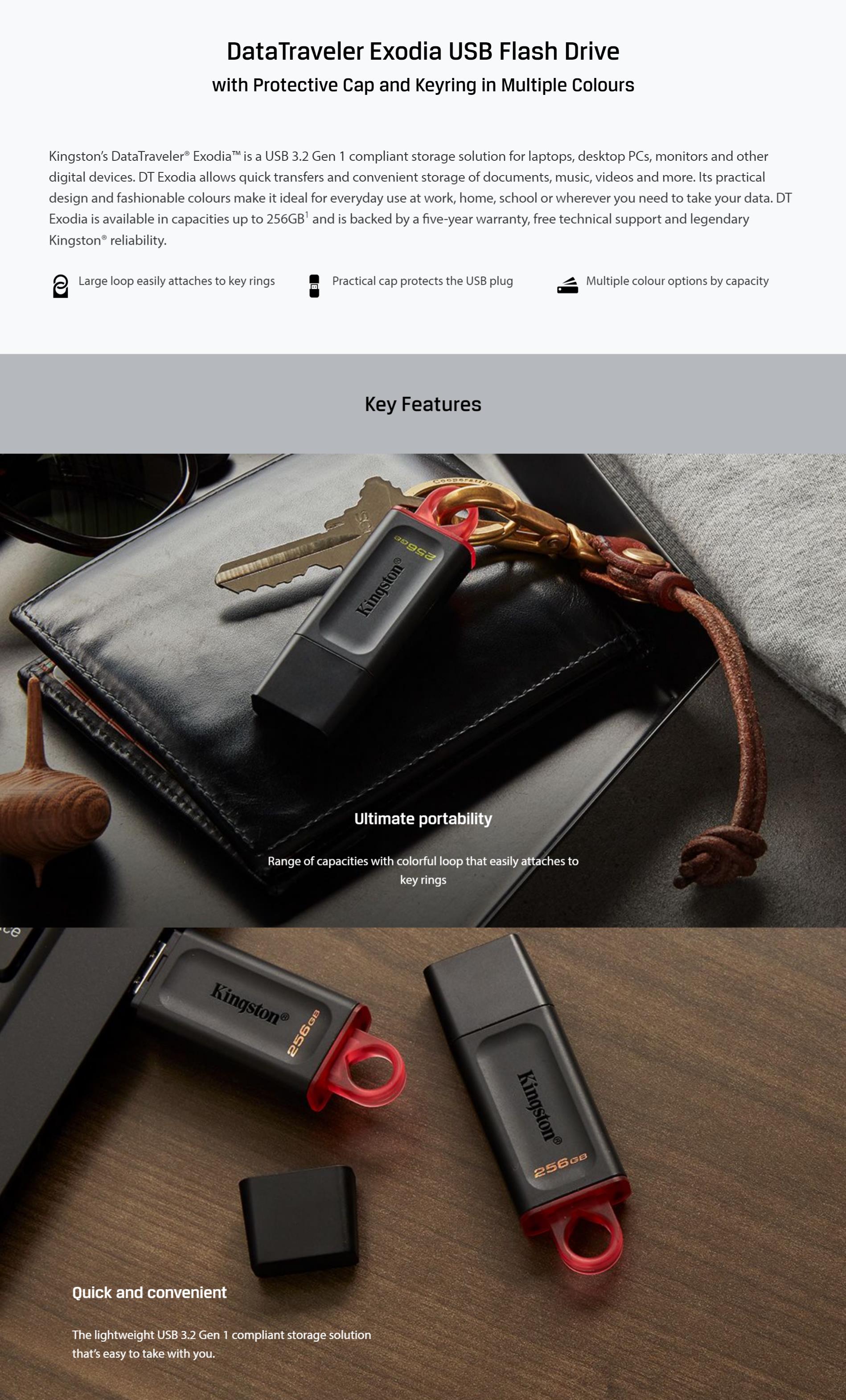 A large marketing image providing additional information about the product Kingston DataTraveler Exodia USB 3.2 32GB Flash Drive - Additional alt info not provided