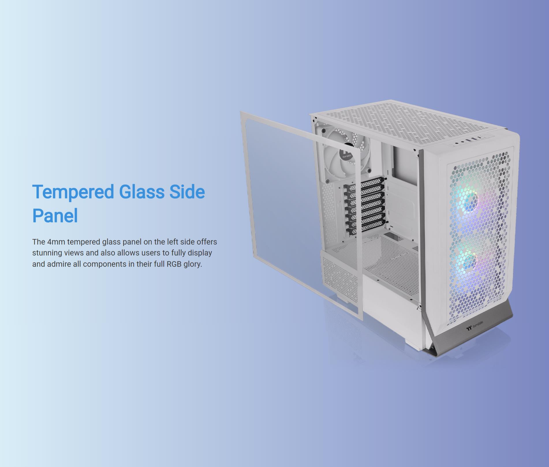 A large marketing image providing additional information about the product Thermaltake Ceres 300 TG - ARGB Mid Tower Case (Snow) - Additional alt info not provided