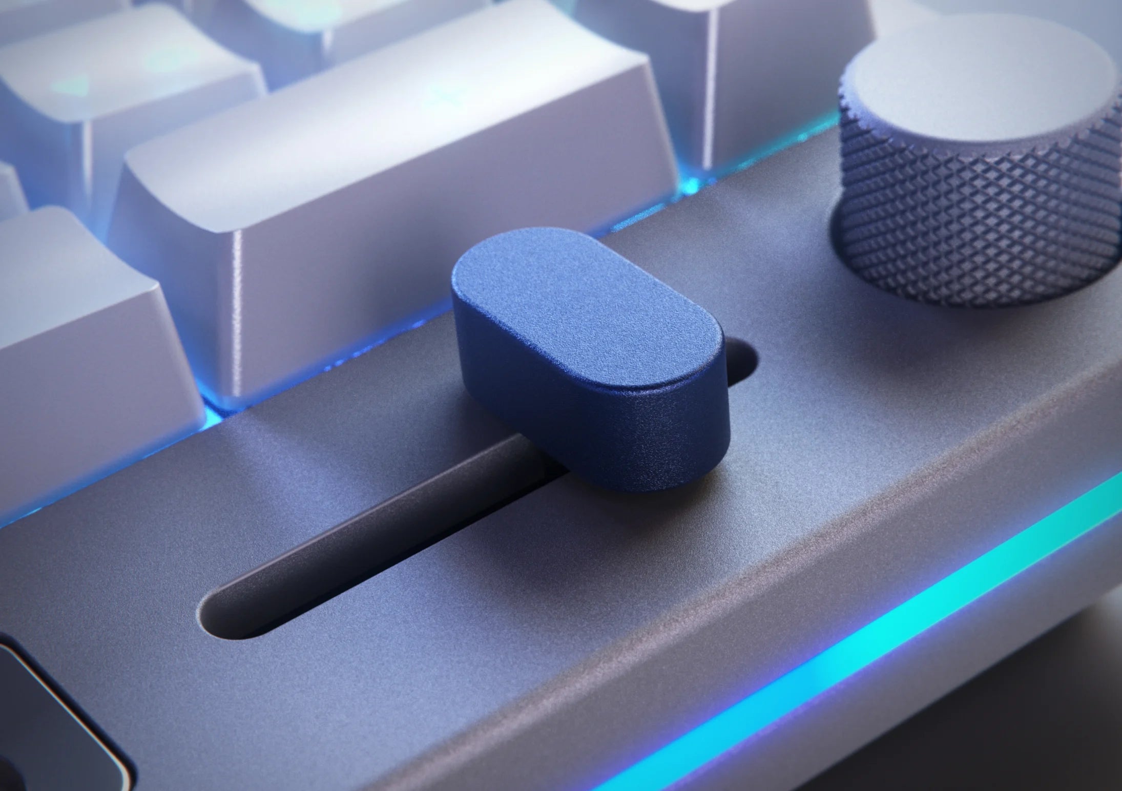 A large marketing image providing additional information about the product Glorious GMMK Numpad Slider - Navy Blue - Additional alt info not provided