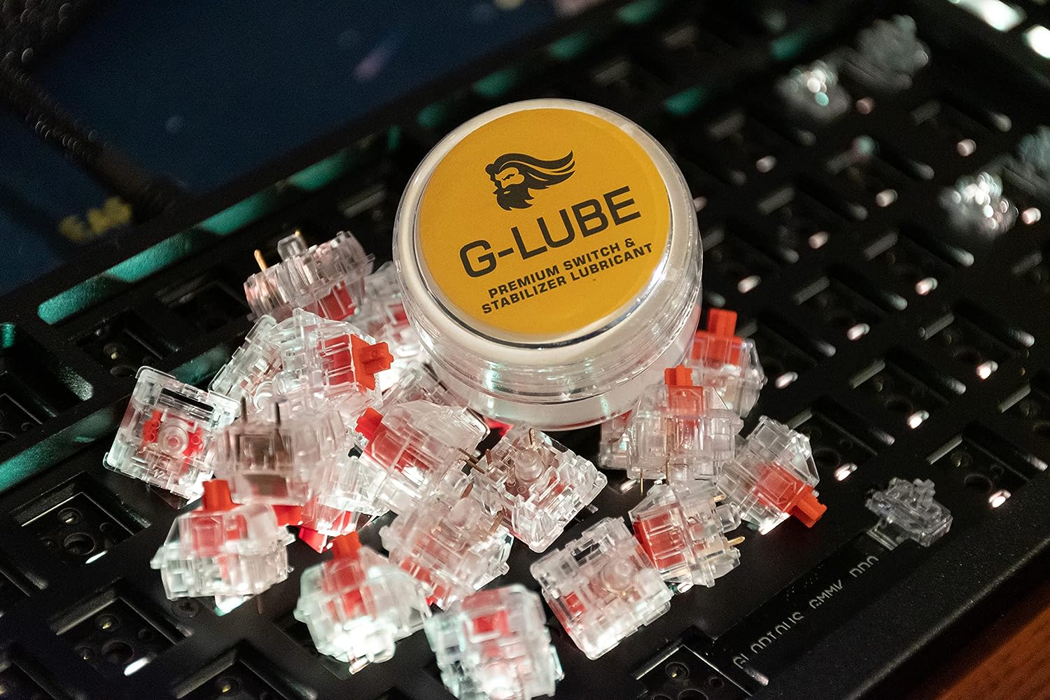 A large marketing image providing additional information about the product Glorious Keyboard G-Lube - Additional alt info not provided