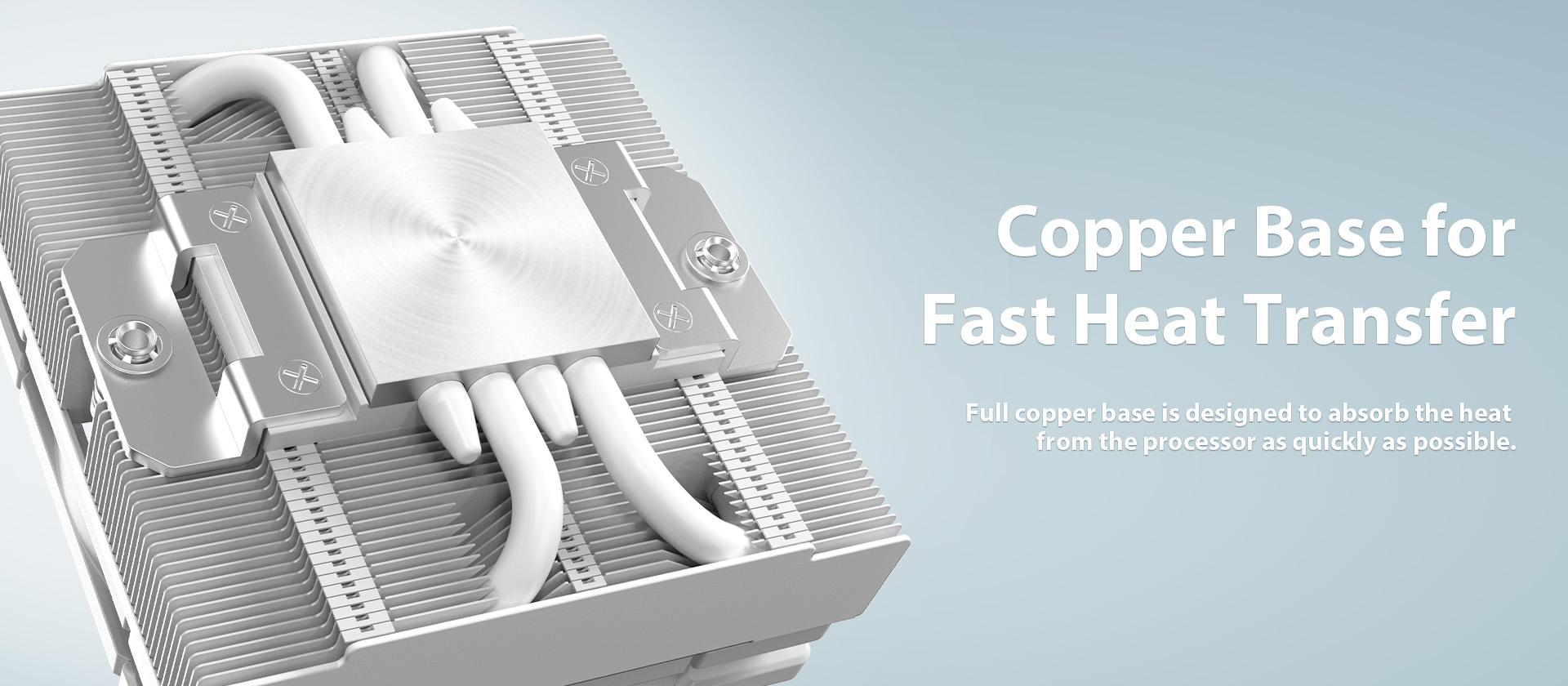 A large marketing image providing additional information about the product ID-COOLING Iceland Series IS-47-XT Low Profile CPU Cooler - White - Additional alt info not provided