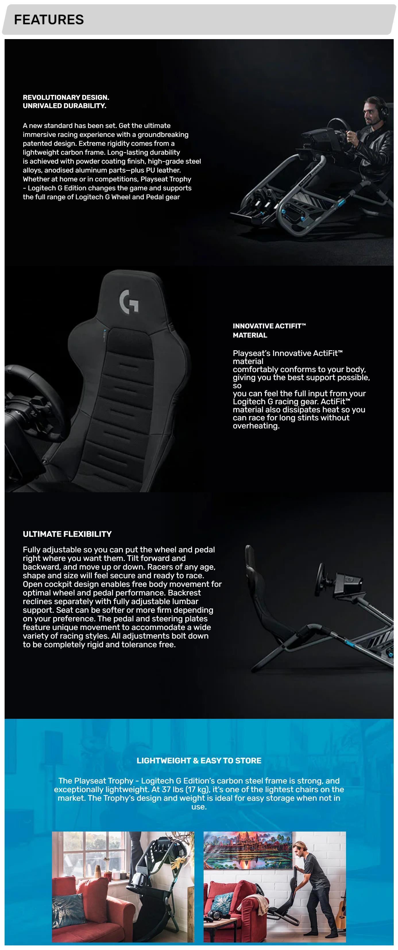 Playseat Trophy Logitech G Edition Racing Cockpit With an