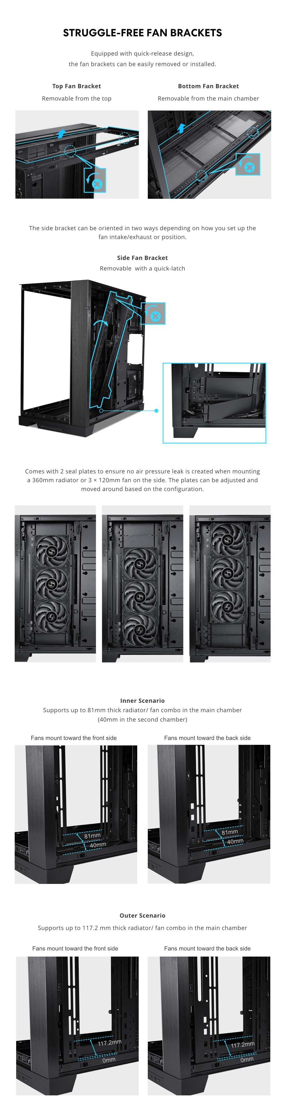 A large marketing image providing additional information about the product Lian Li O11 Dynamic  EVO XL Full Tower Case - Black - Additional alt info not provided