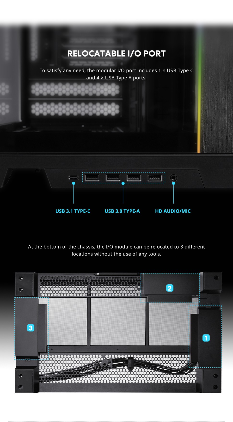 A large marketing image providing additional information about the product Lian Li O11 Dynamic  EVO XL Full Tower Case - Black - Additional alt info not provided
