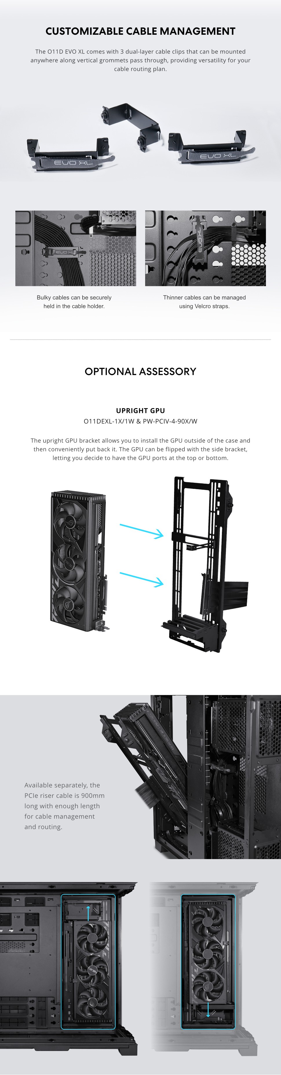 A large marketing image providing additional information about the product Lian Li O11 Dynamic EVO XL Full Tower Case - White - Additional alt info not provided