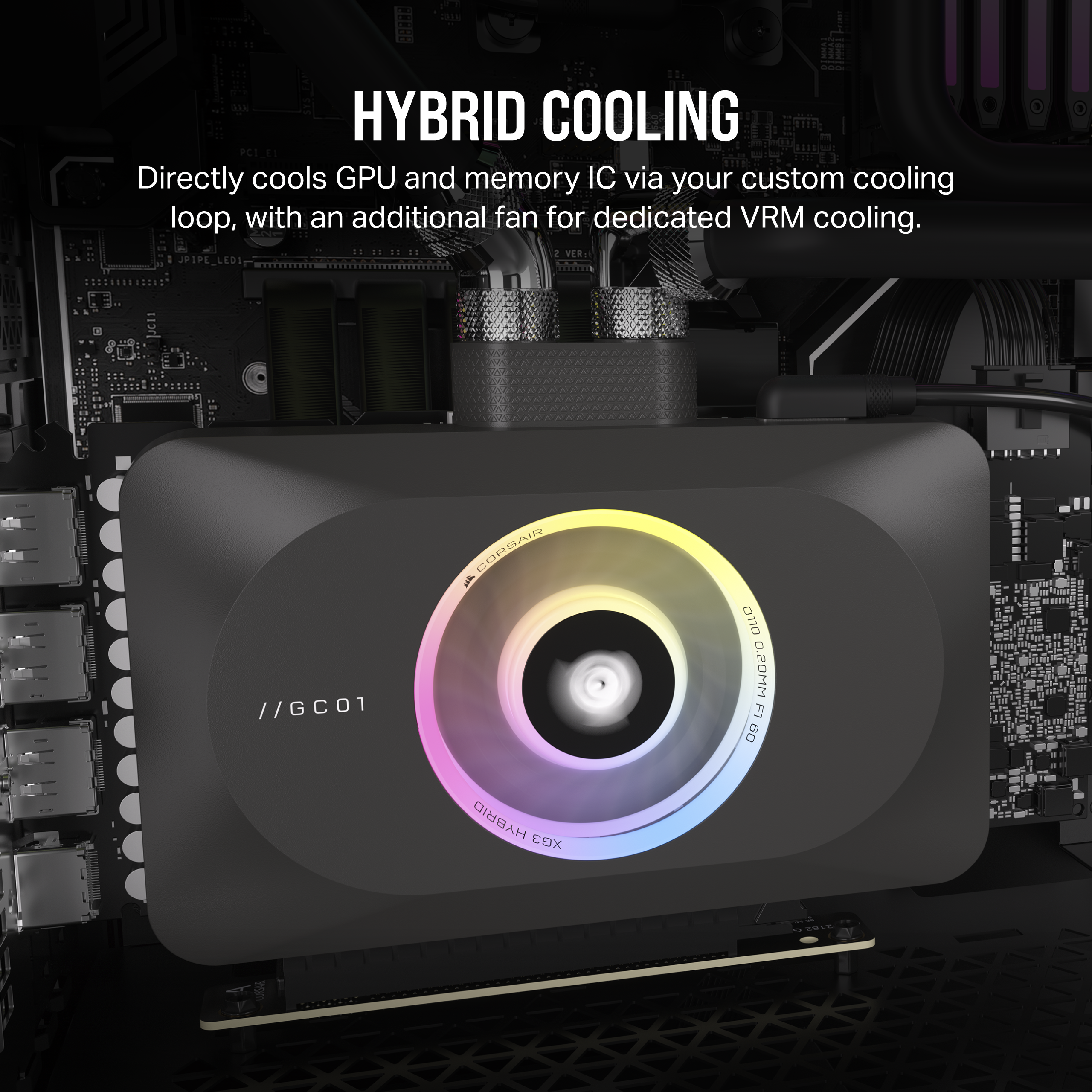 A large marketing image providing additional information about the product Corsair iCUE LINK XG3 RGB Hybrid GPU Water Block (4090 / 4080) - Additional alt info not provided