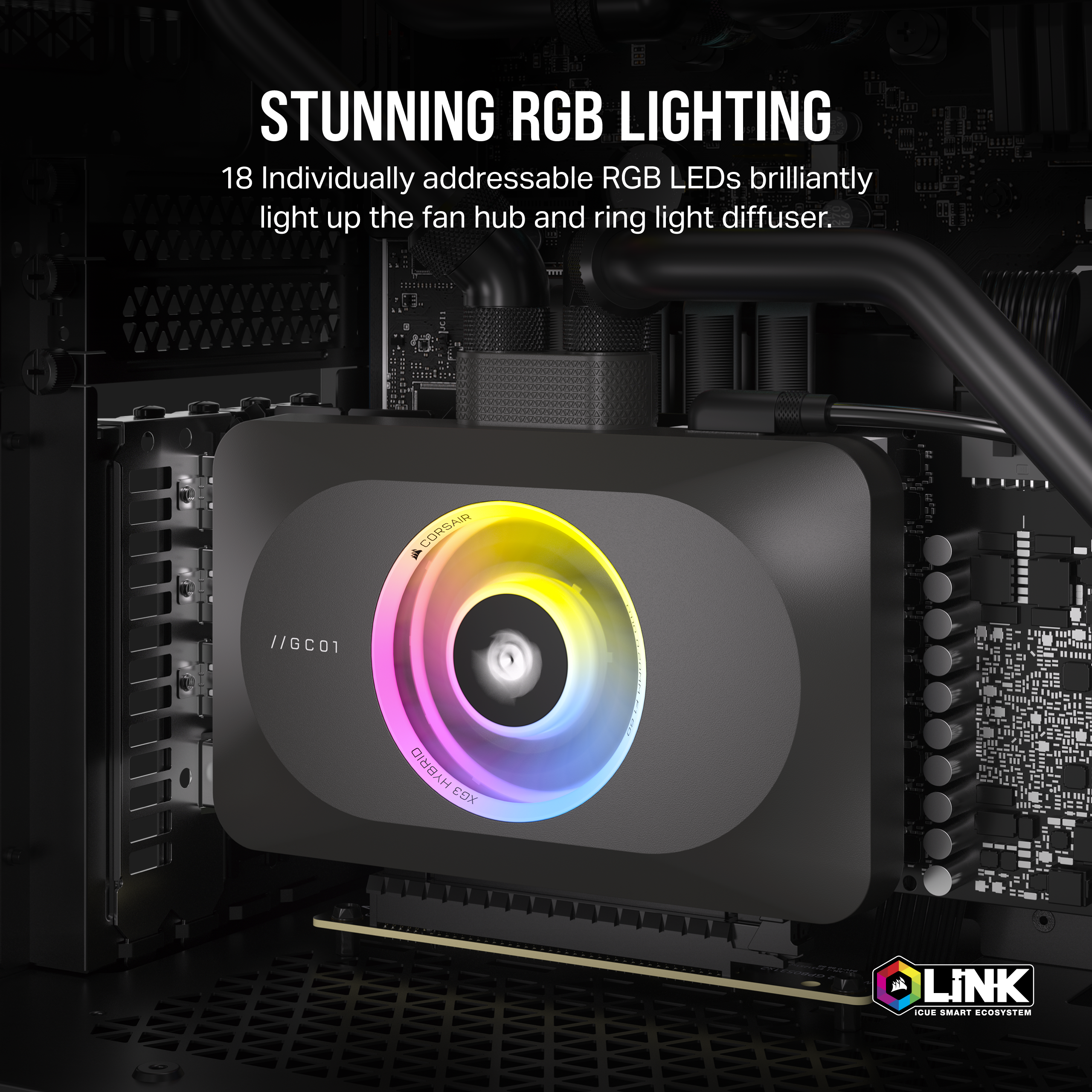 A large marketing image providing additional information about the product Corsair iCUE LINK XG3 RGB Hybrid GPU Water Block (7900 XT(X)) - Additional alt info not provided