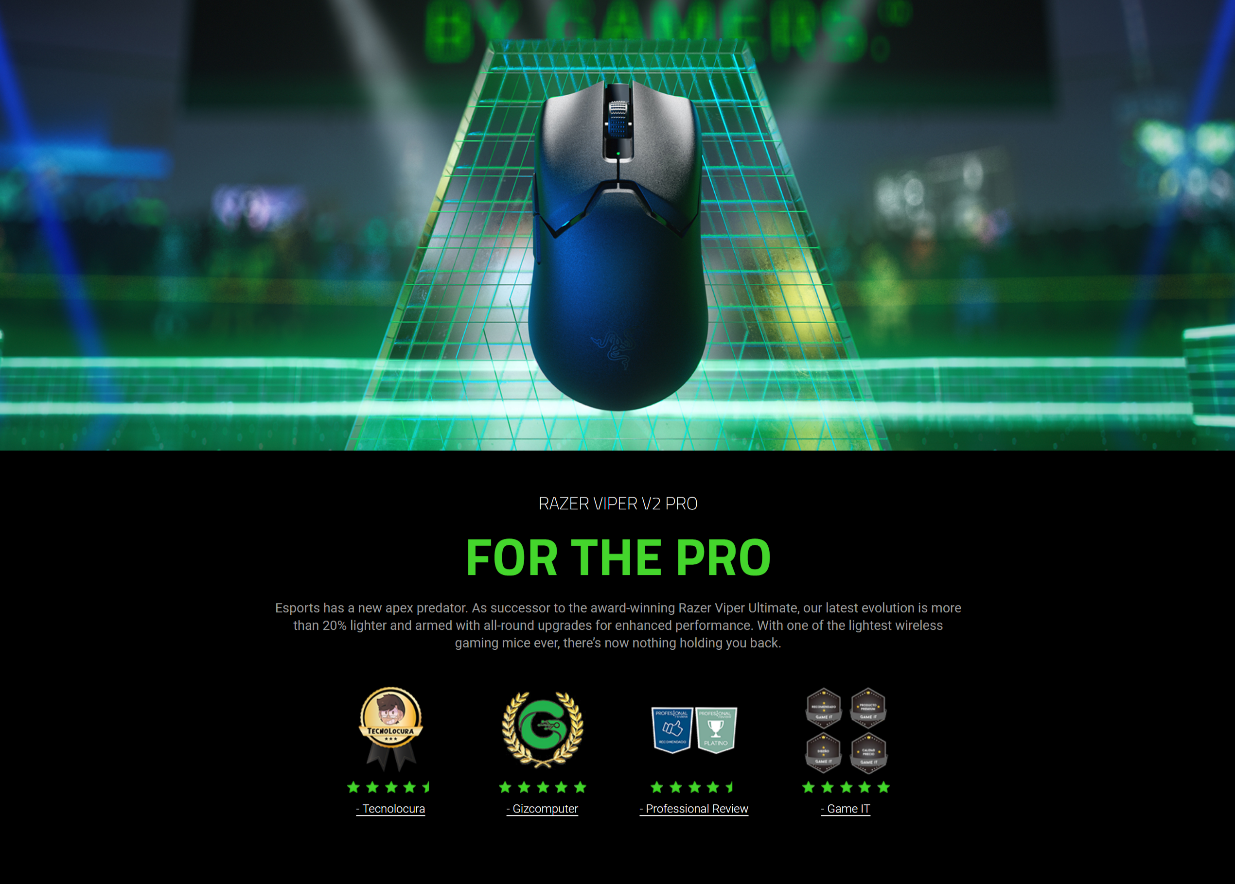 Ultra-lightweight Wireless Mouse for Gaming - Razer Viper V2 Pro