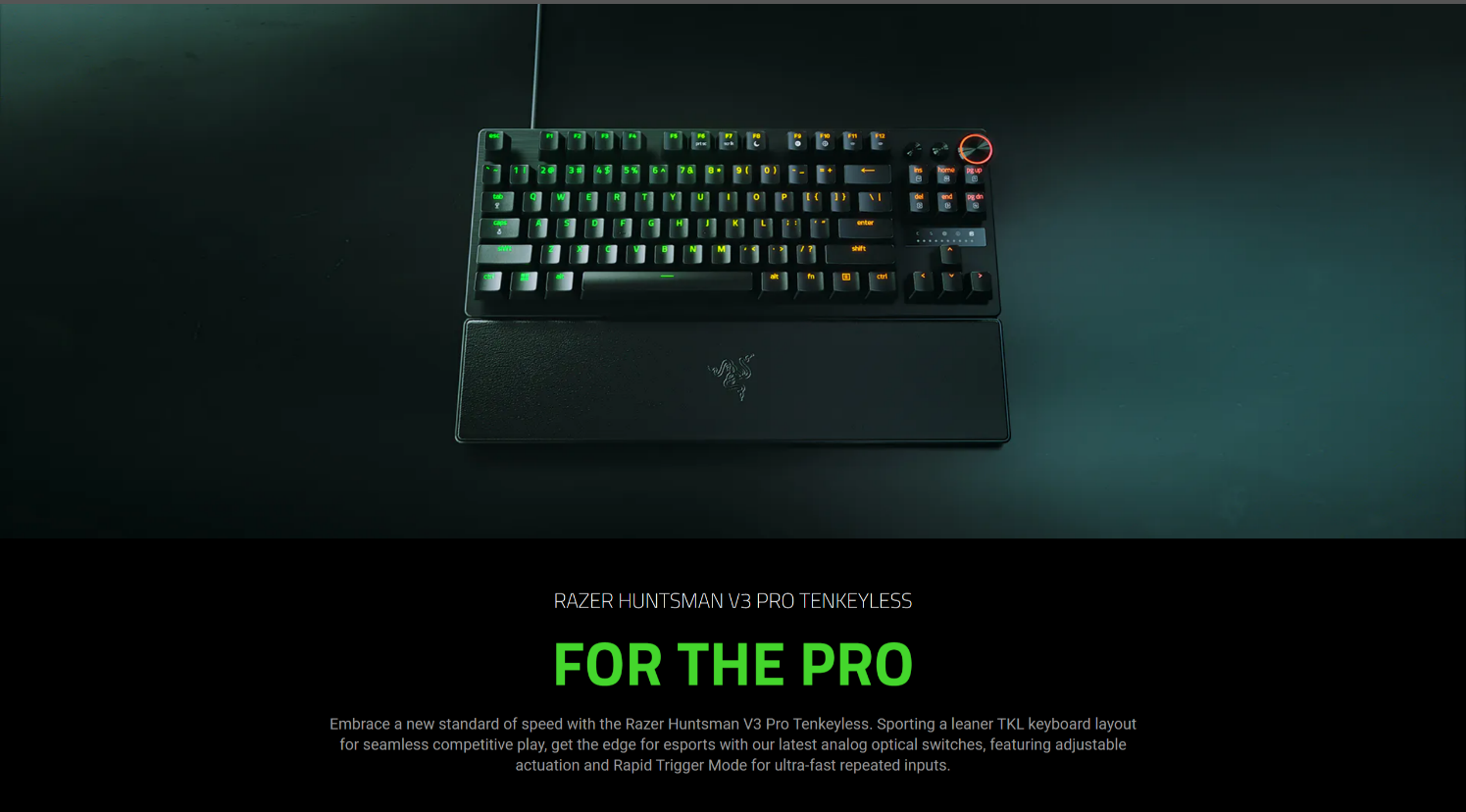 A large marketing image providing additional information about the product Razer Huntsman V3 Pro Tenkeyless - TKL Analog Optical eSports Keyboard - Additional alt info not provided