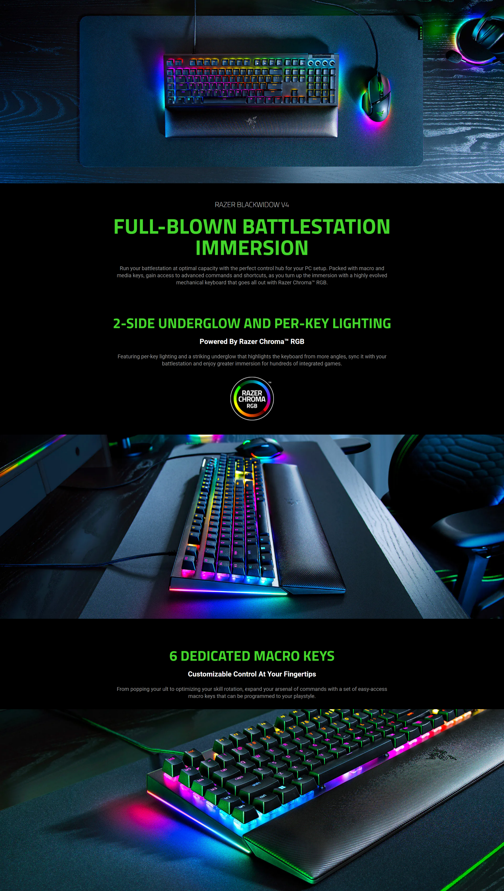 A large marketing image providing additional information about the product Razer BlackWidow V4 - Mechanical Gaming Keyboard (Green Switch) - Additional alt info not provided