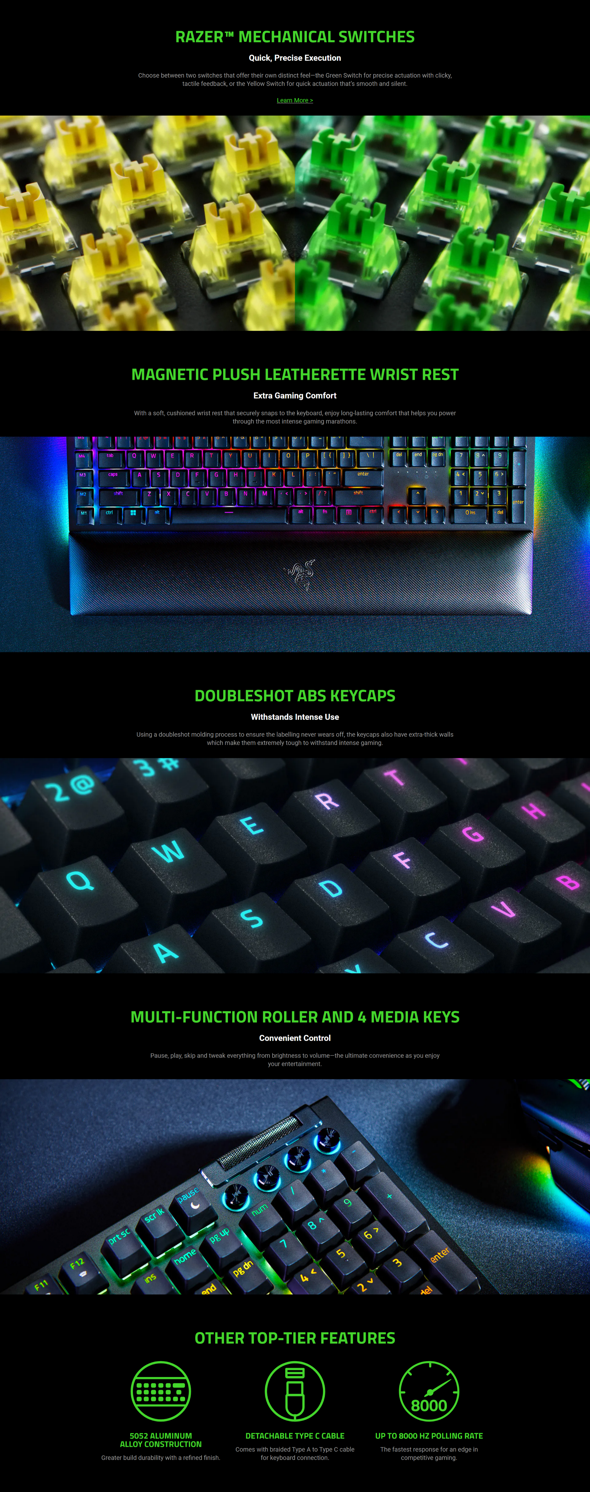 A large marketing image providing additional information about the product Razer BlackWidow V4 - Mechanical Gaming Keyboard (Green Switch) - Additional alt info not provided