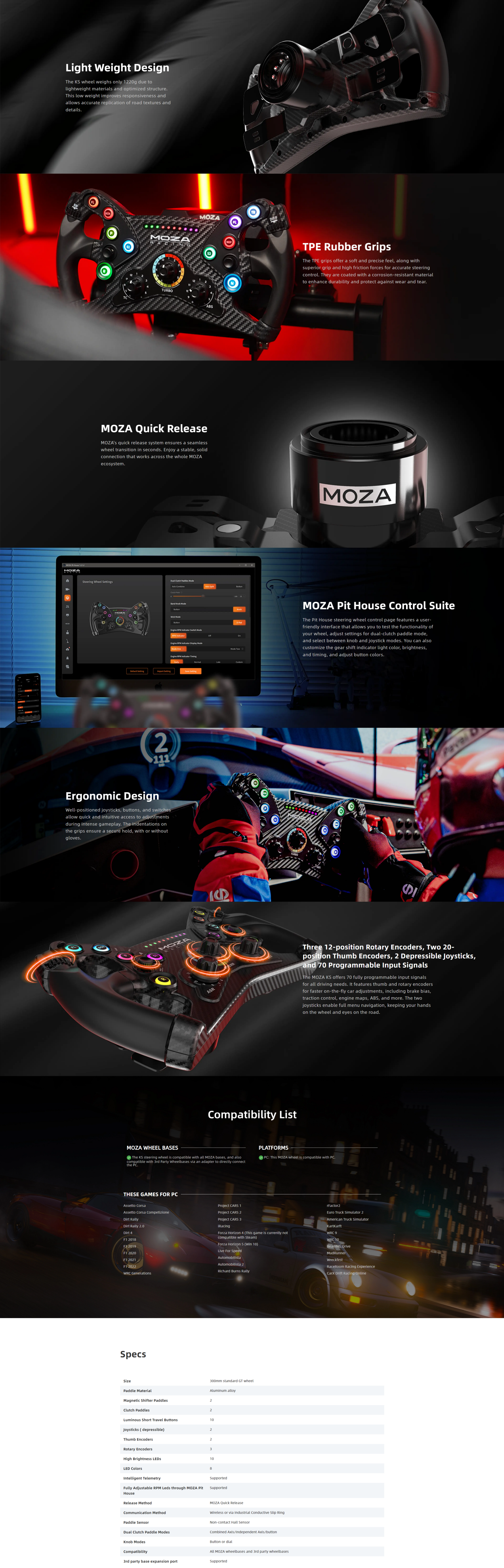 A large marketing image providing additional information about the product MOZA KS Formula Steering Wheel - Additional alt info not provided