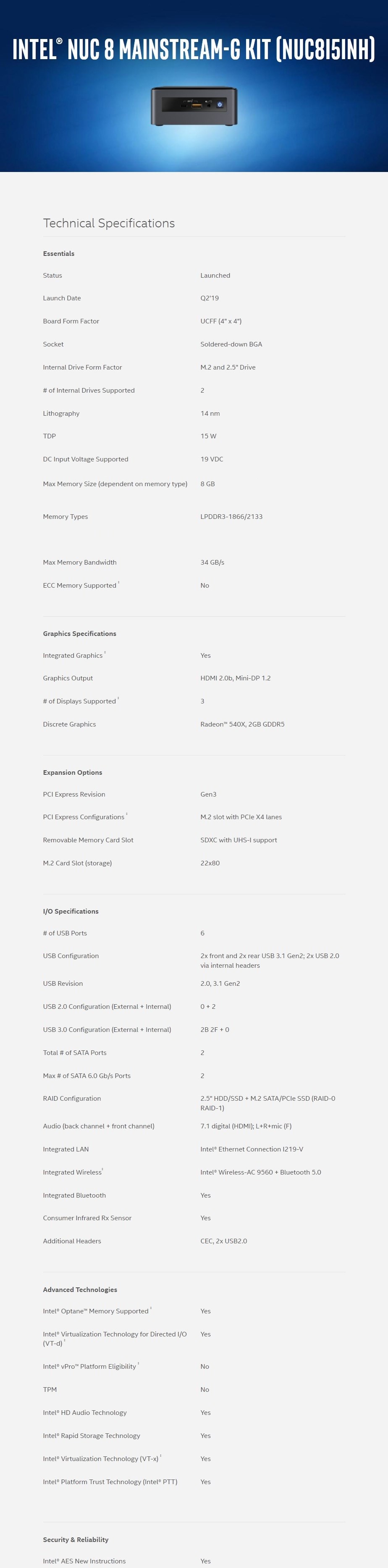 A large marketing image providing additional information about the product Intel NUC Gen8 Islay Canyon i5 Mini PC w/8GB RAM - Additional alt info not provided