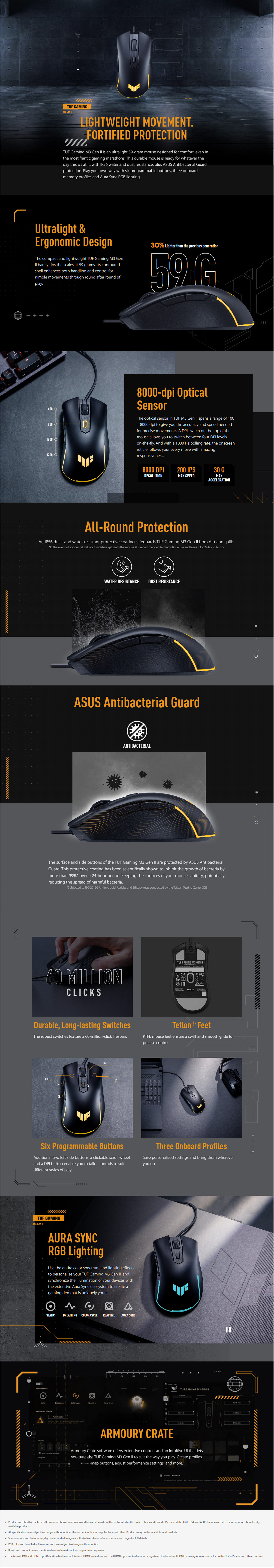 A large marketing image providing additional information about the product ASUS TUF Gaming M3 Gen II Wired Gaming Mouse - Additional alt info not provided