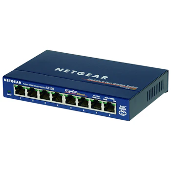 Product image of Netgear GS108 ProSafe 8 Port Unmanaged Gigabit Ethernet Switch - Click for product page of Netgear GS108 ProSafe 8 Port Unmanaged Gigabit Ethernet Switch