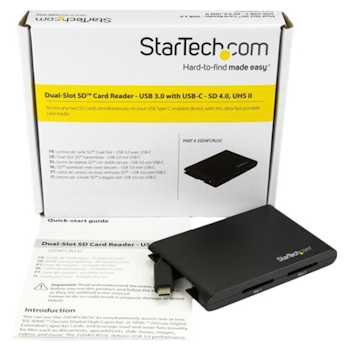 Product image of Startech Dual-Slot SD Card Reader/Writer - USB 3.0 - SD 4.0, UHS II - Click for product page of Startech Dual-Slot SD Card Reader/Writer - USB 3.0 - SD 4.0, UHS II