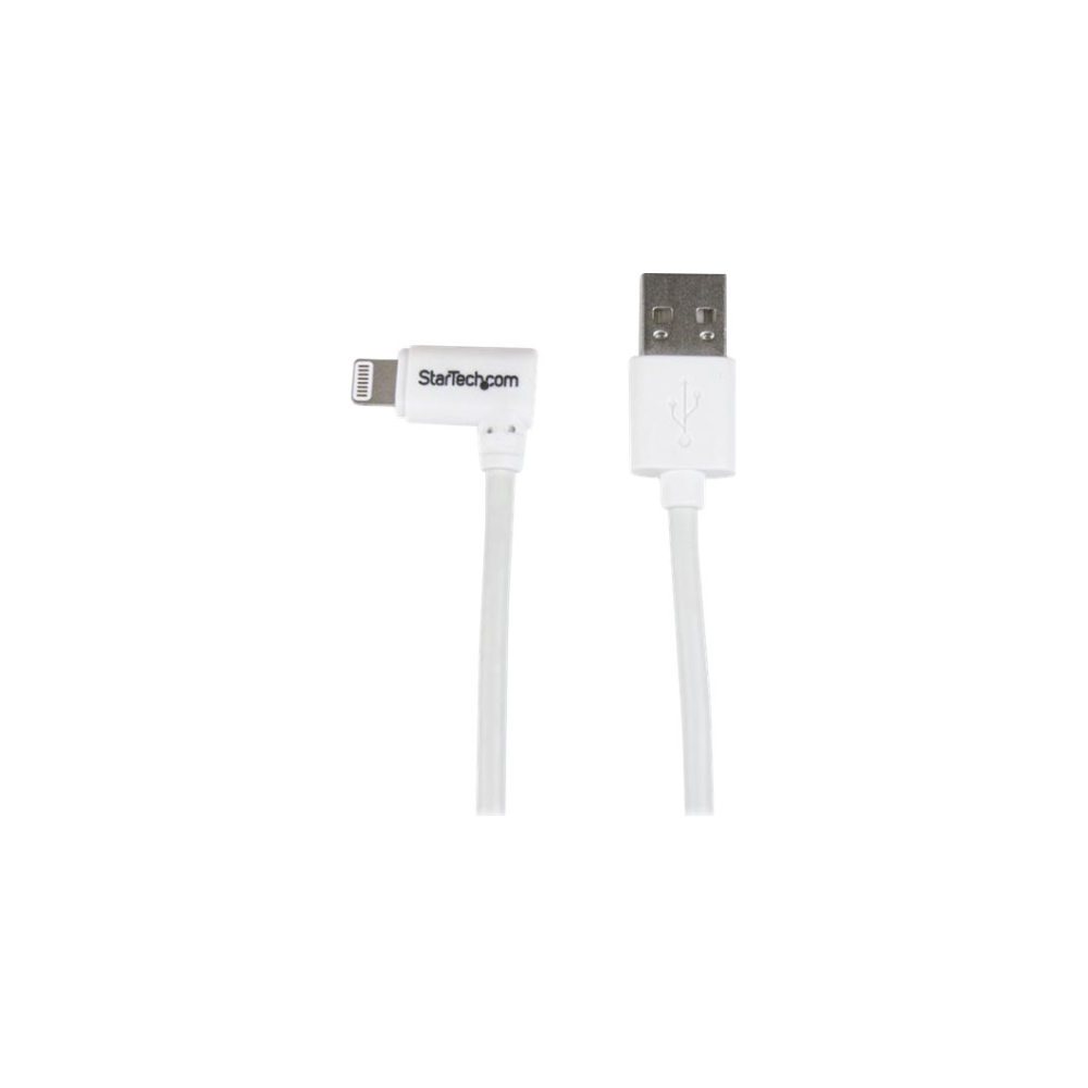 A large main feature product image of Startech Angled Lightning to USB 2m Cable - White