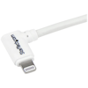 A product image of Startech Angled Lightning to USB 1m Cable - White