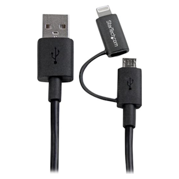 Product image of Startech 1m Lightning or Micro USB to USB Cable for iPhone iPod iPad - Click for product page of Startech 1m Lightning or Micro USB to USB Cable for iPhone iPod iPad