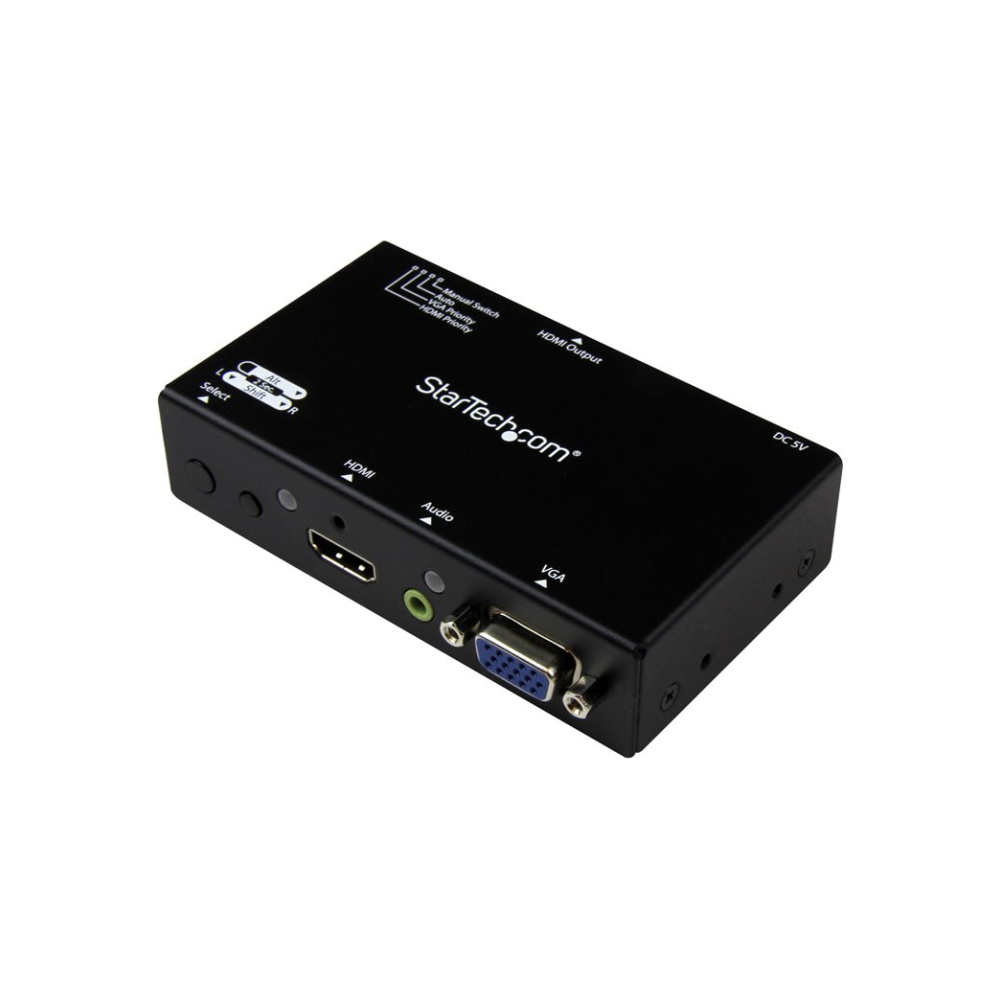 A large main feature product image of Startech 2x1 HDMI+VGA to HDMI Converter - Auto / Priority Selection