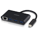 A product image of ALOGIC USB Type-C to 3x USB 3.0 Hub/Gigabit Ethernet Adapter - Black