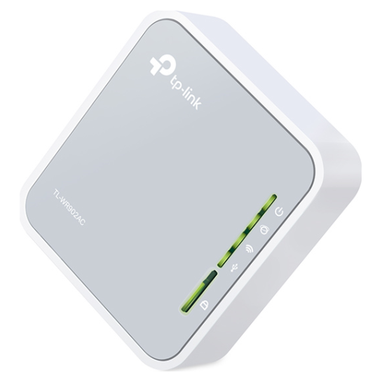 A large main feature product image of TP-Link WR902AC - AC750 Dual-Band Wi-Fi 5 Travel Router