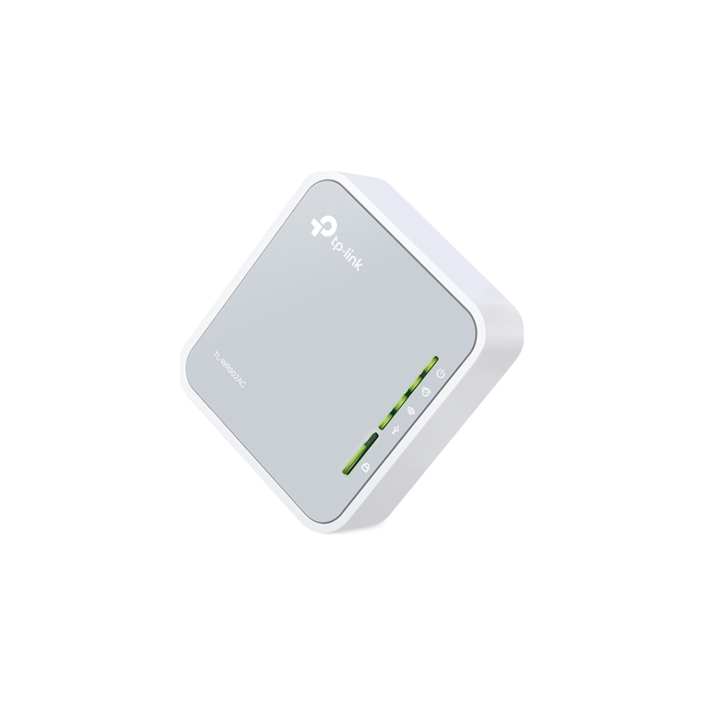 A large main feature product image of TP-Link WR902AC - AC750 Dual-Band Wi-Fi 5 Travel Router
