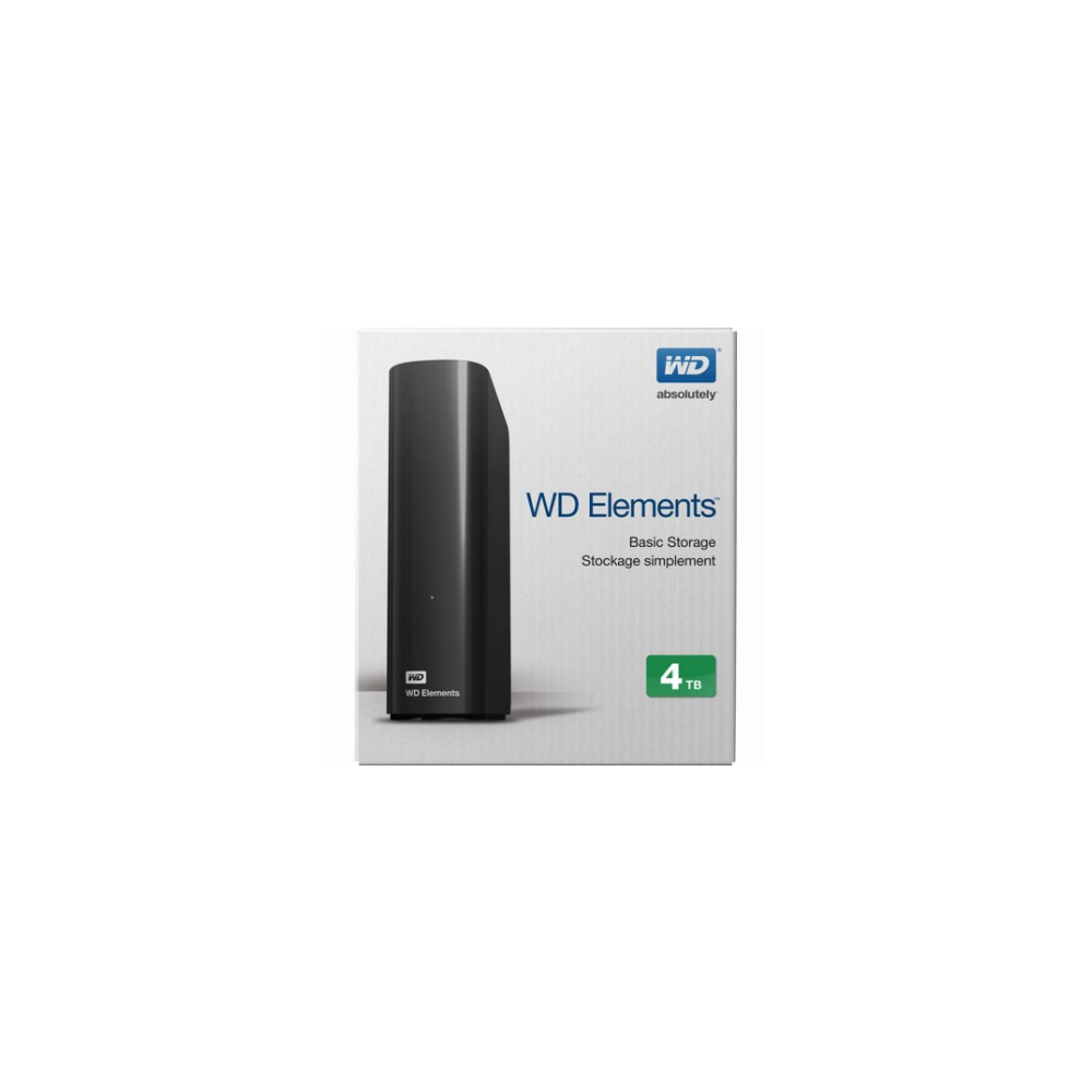 A large main feature product image of WD Elements 4TB USB3.0 3.5" Black External HDD