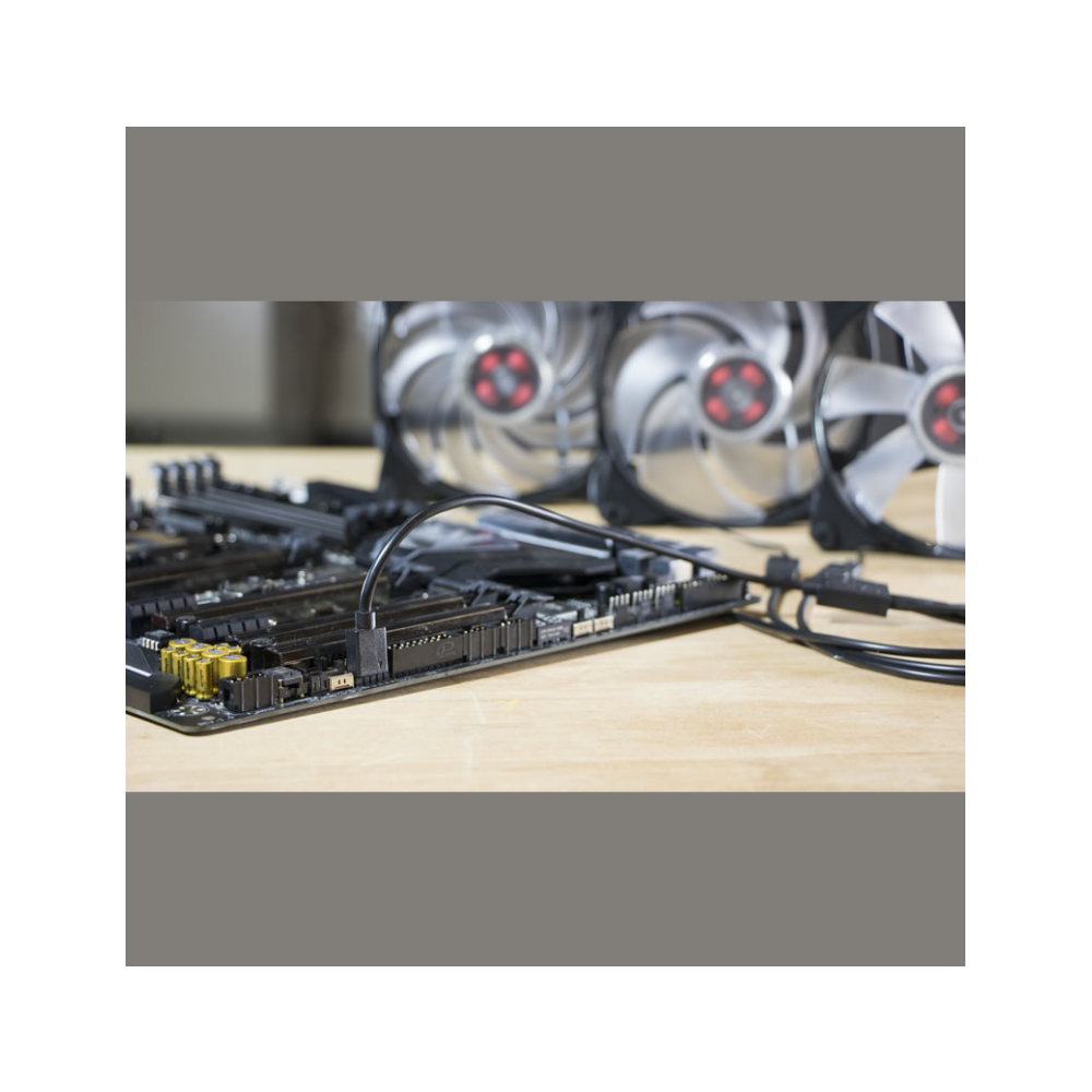 A large main feature product image of Cooler Master RGB Trident Fan Cable (1-to-3)