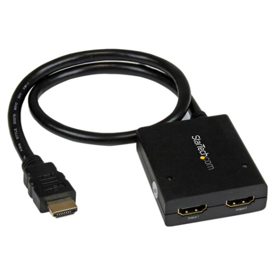 A large main feature product image of Startech HDMI 2 Port 4K Video Splitter with USB or Power Adapter