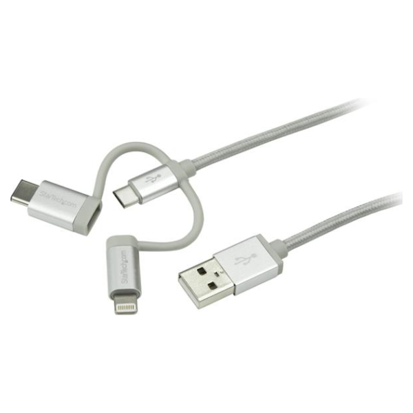 Startech 1m USB Multi Charger Cable Braided - Lightning USB-C Micro-B | PLE  Computers