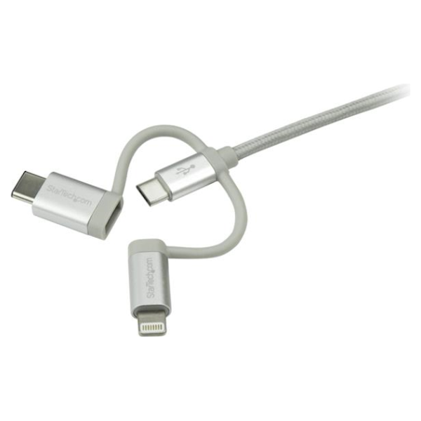 Startech 1m USB Multi Charger Cable Braided - Lightning USB-C Micro-B | PLE  Computers