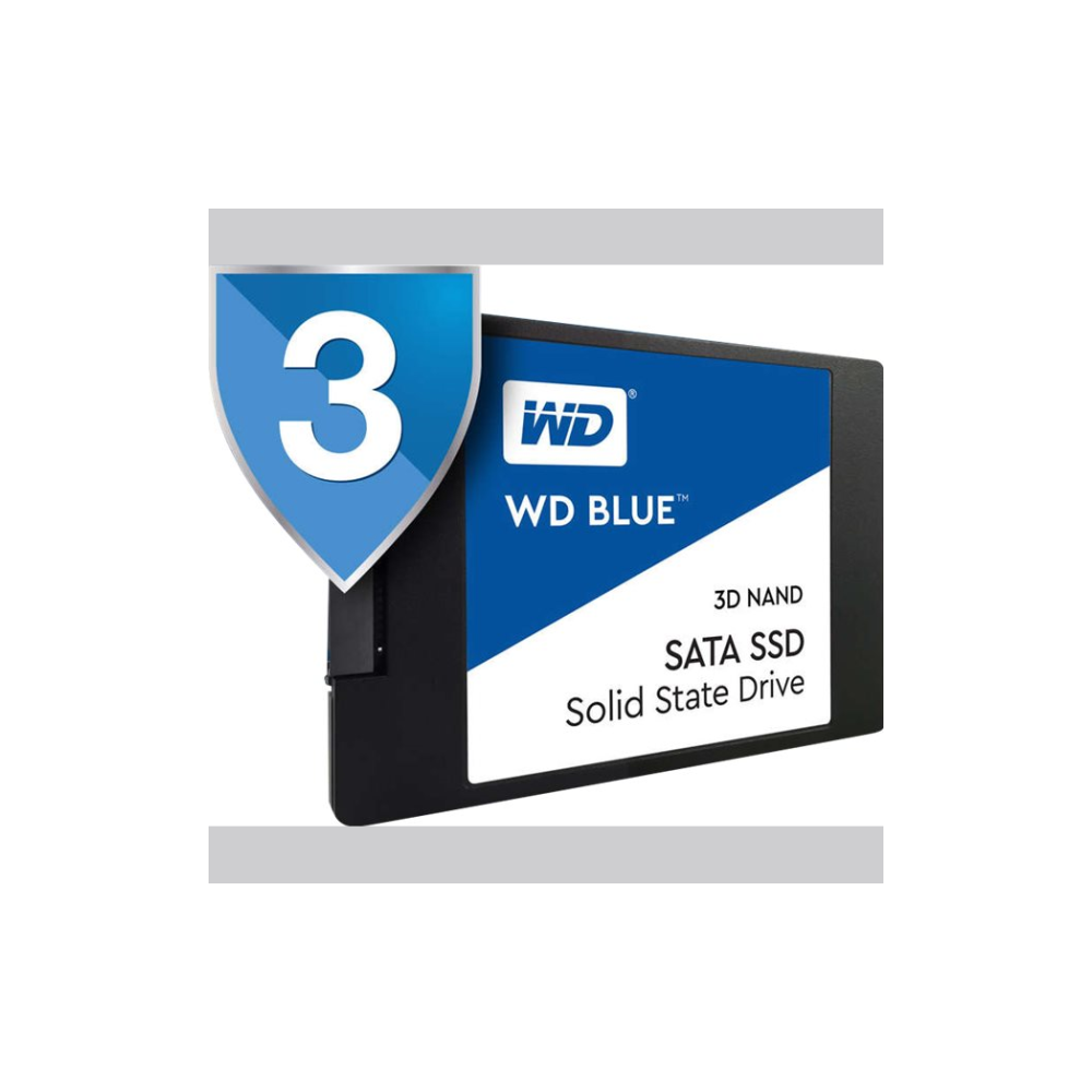 A large main feature product image of WD Blue 250GB 3D NAND 2.5" SSD