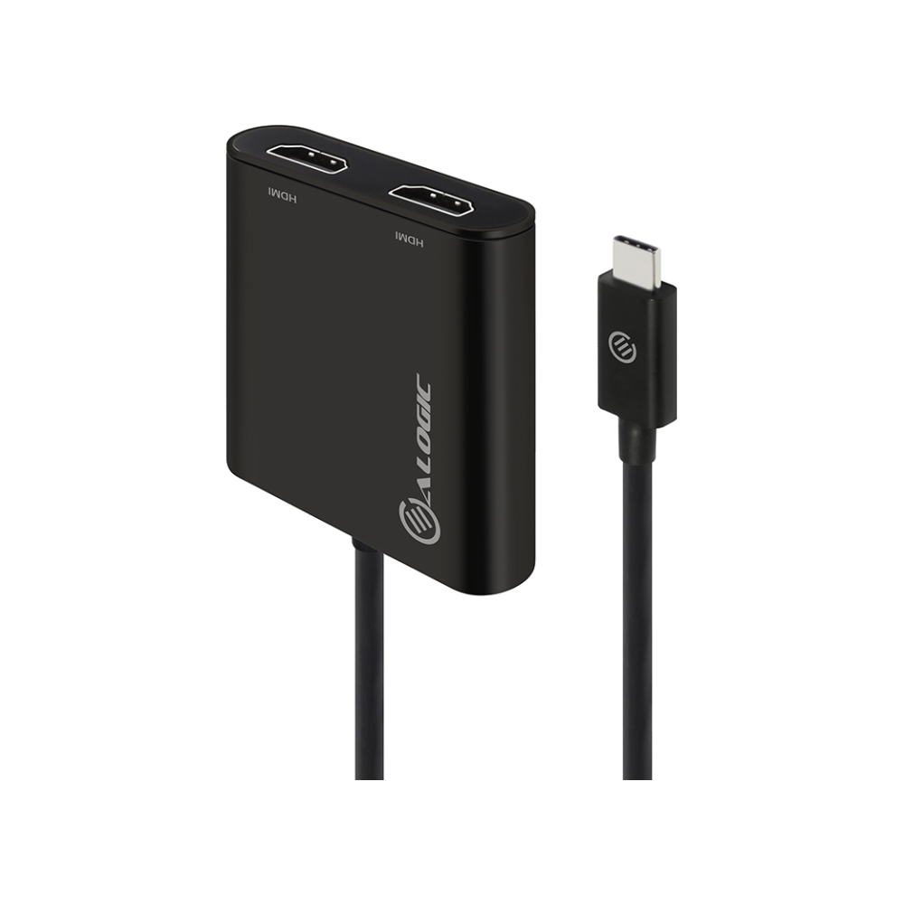 A large main feature product image of ALOGIC USB Type-C to Dual HDMI 2.0 Adapter