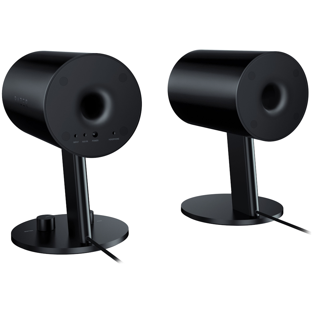 A large main feature product image of Razer Nommo Stereo Gaming Speakers
