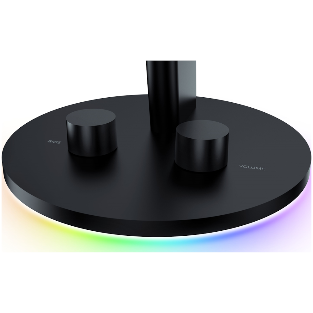 A large main feature product image of Razer Nommo Chroma Stereo Gaming Speakers