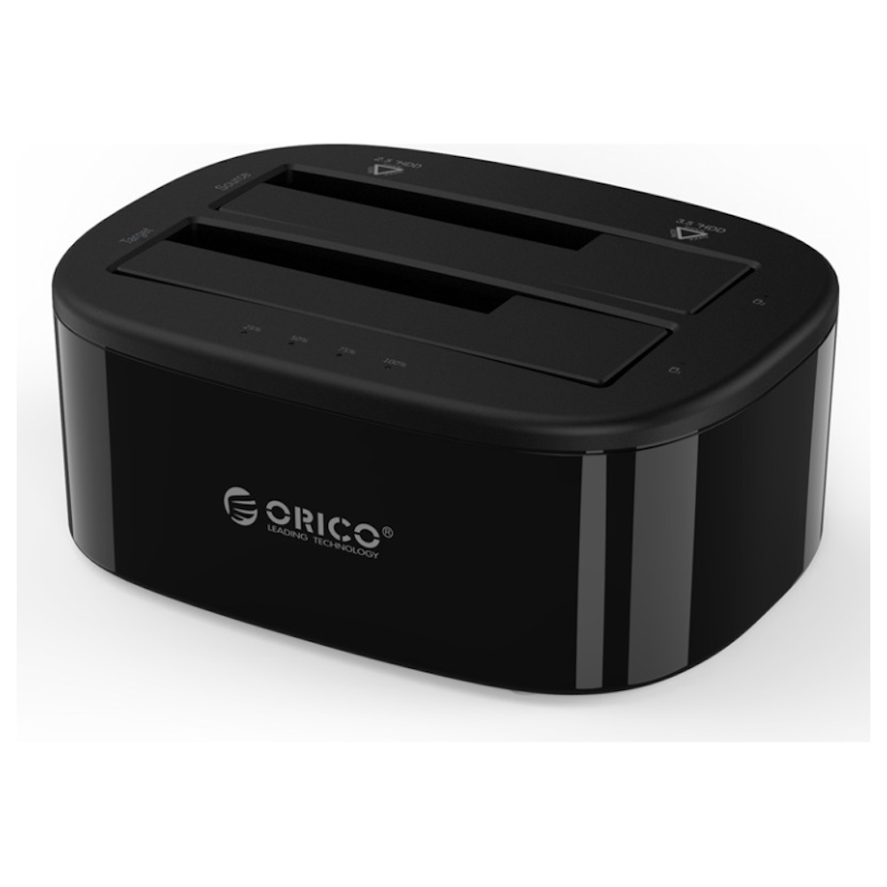 A large main feature product image of ORICO 2.5/3.5in USB3.0 1 to 1 Clone Dual-bay HDD and SSD Hard Drive Dock