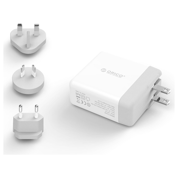Product image of ORICO 34W 4 Port Smart Wall Charger for Worldwide Travel White - Click for product page of ORICO 34W 4 Port Smart Wall Charger for Worldwide Travel White
