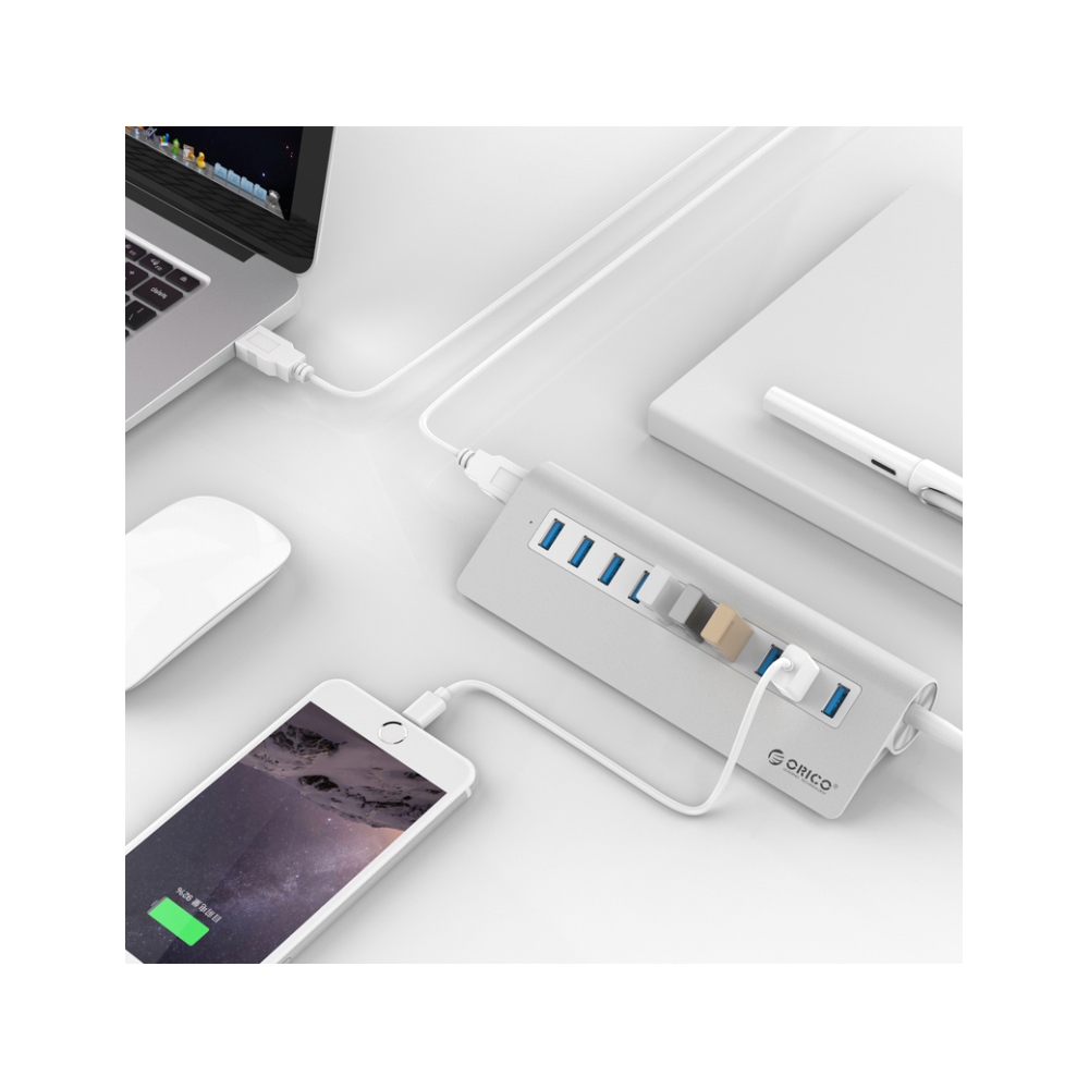 A large main feature product image of ORICO Aluminium 10 Port USB3.0 Hub