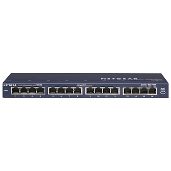 Product image of Netgear GS116 ProSafe 16 Port Unmanaged Gigabit Ethernet Switch - Click for product page of Netgear GS116 ProSafe 16 Port Unmanaged Gigabit Ethernet Switch