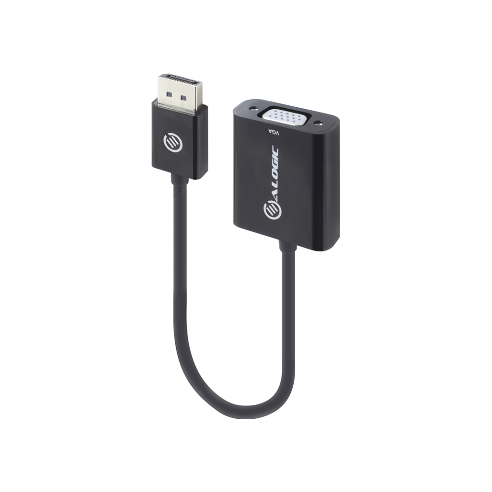 A large main feature product image of ALOGIC Elements 20cm DisplayPort to VGA Adapter - Male to Female - Black