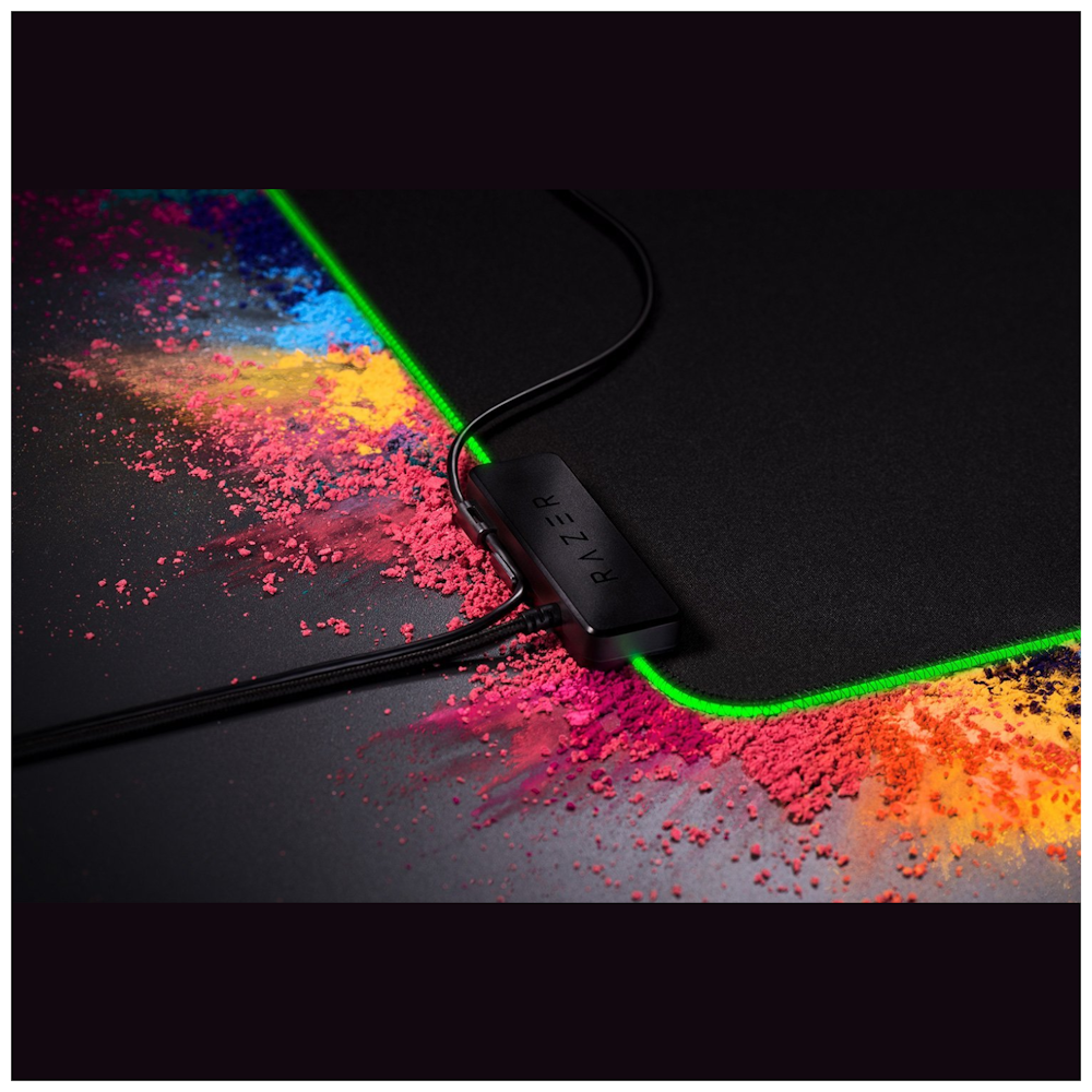 A large main feature product image of Razer Goliathus Chroma RGB Gaming Mousemat