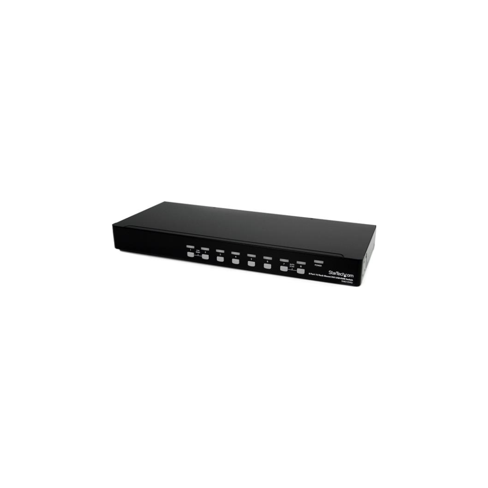 A large main feature product image of Startech 8 Port 1U Rackmount DVI USB KVM Switch