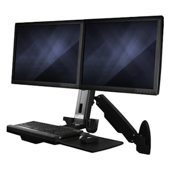 Product image of Startech Wall Mounted Sit Stand Desk - For Two Monitors up to 24" - Click for product page of Startech Wall Mounted Sit Stand Desk - For Two Monitors up to 24"