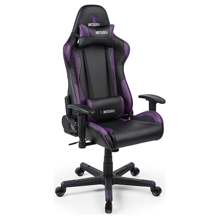 white and purple gaming chair