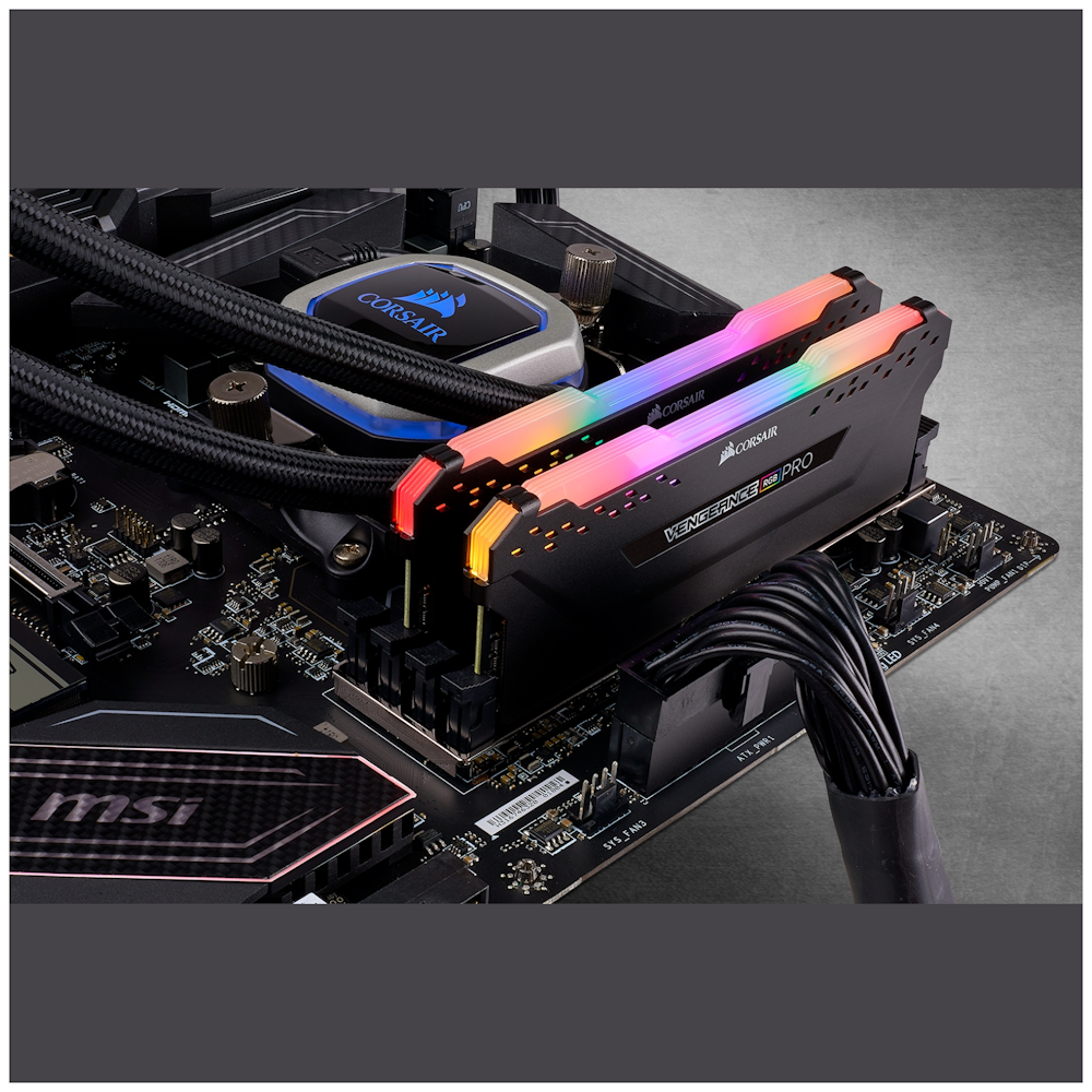 A large main feature product image of Corsair 16GB Kit (2x8GB) DDR4 Vengeance RGB Pro C18 3600MHz - Black
