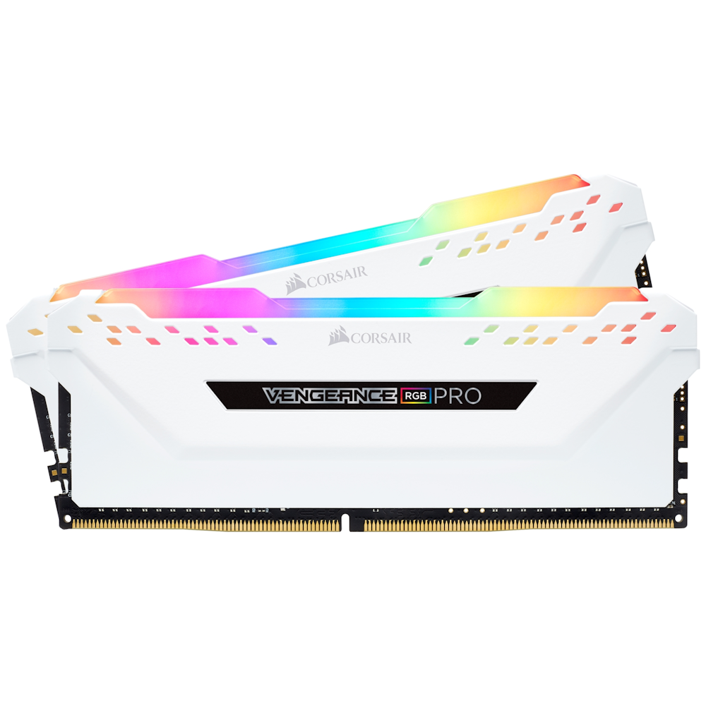 A large main feature product image of Corsair 16GB Kit (2x8GB) DDR4 Vengeance RGB Pro C18 3600MHz - White